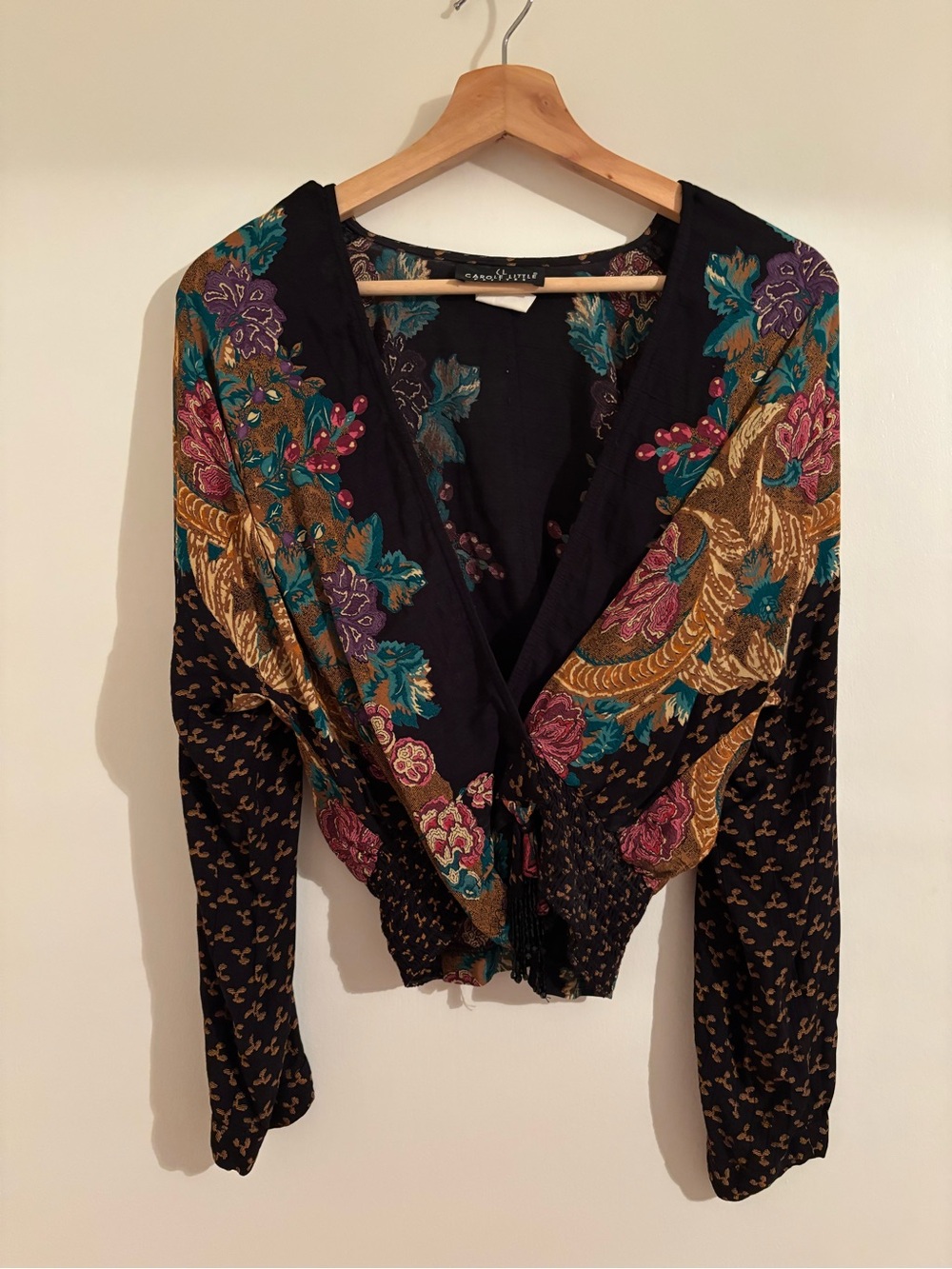 Vintage V-Neck Floral Wrap Style Top